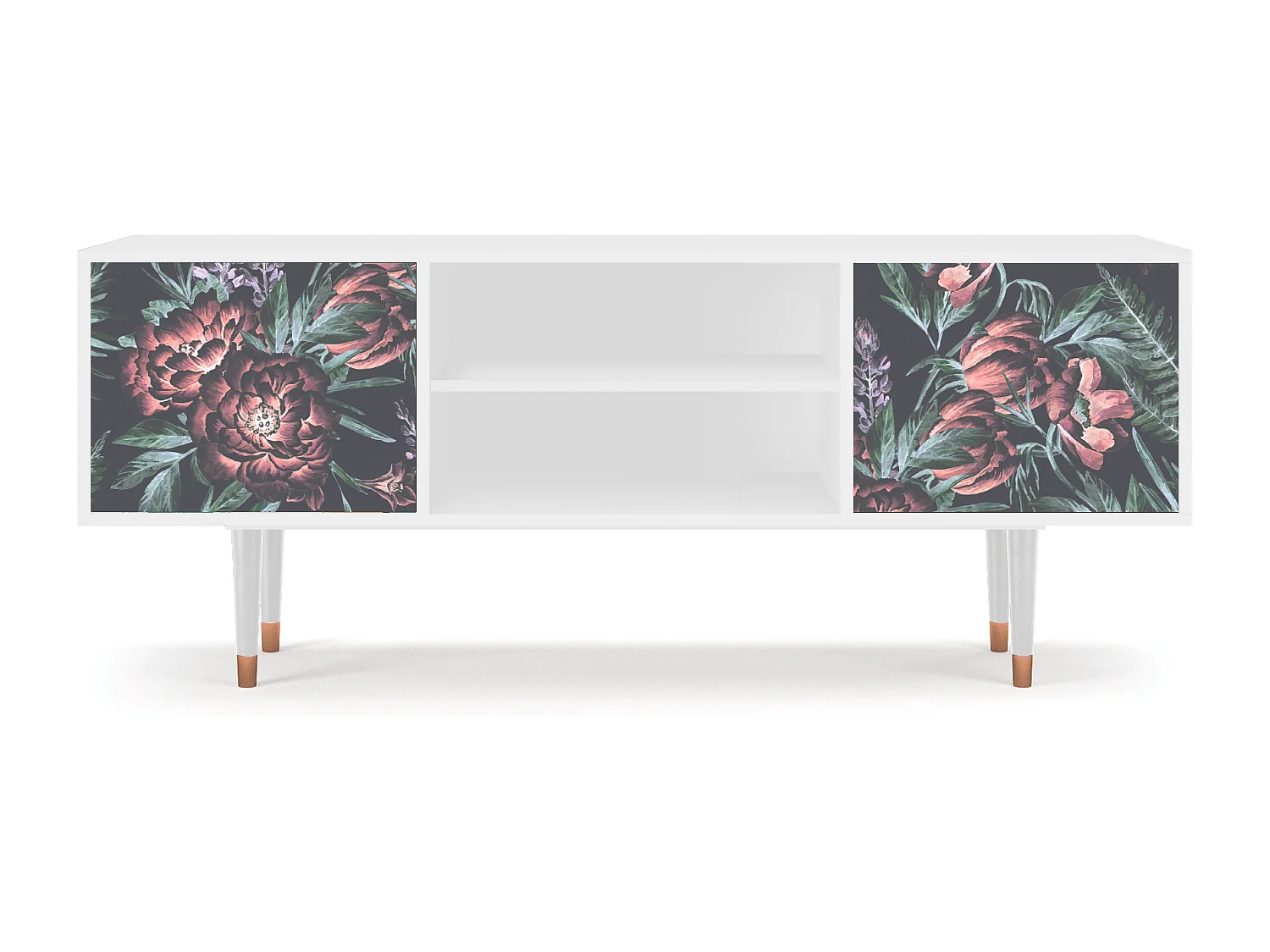 Mueble de TV - 170х69х48 cm - T2 - Dark Peonies, Branco