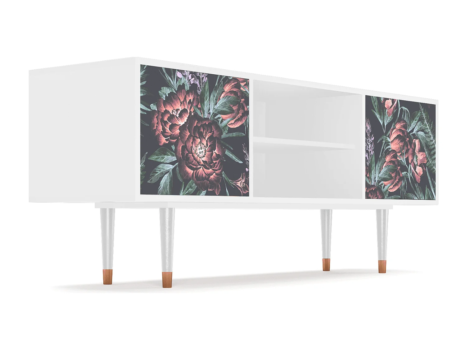 TV-meubel - 170х69х48 cm - T2 - Dark Peonies, Wit