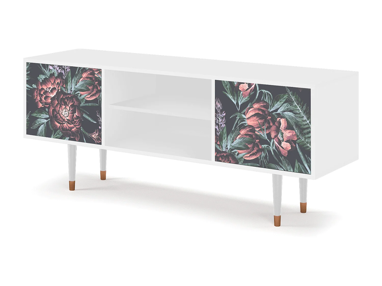 Mobile TV - 170х69х48 cm - T2 - Dark Peonies, Bianco