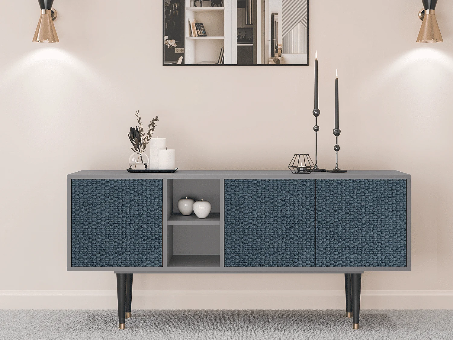 Mobile TV - 150х69х41 cm - T5 - Knitted Pattern, Grigio