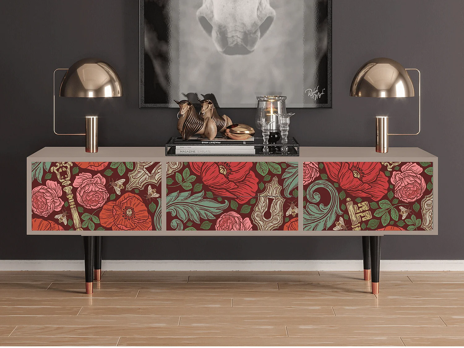 TV-Möbel - 170х59х48 cm - T4 - Poppy Garden, Latte