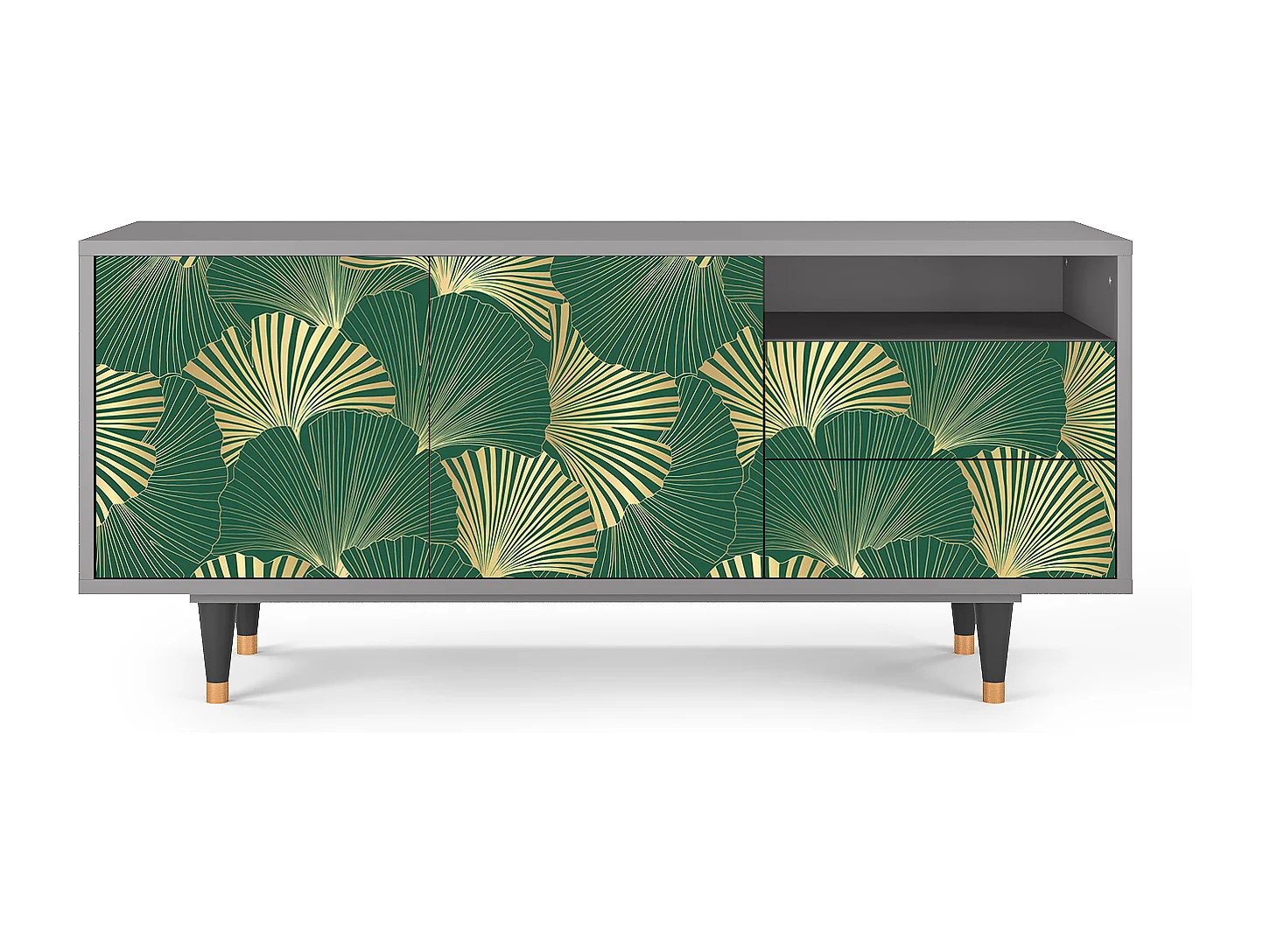 TV-meubel - 125х56х41 cm - T7 - Gold Ginkgo, Grijs