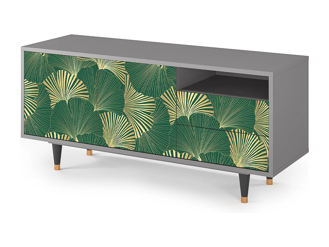 TV-meubel - 125х56х41 cm - T7 - Gold Ginkgo, Grijs