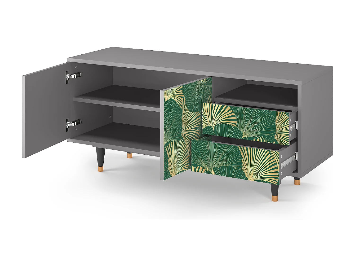 TV-meubel - 125х56х41 cm - T7 - Gold Ginkgo, Grijs