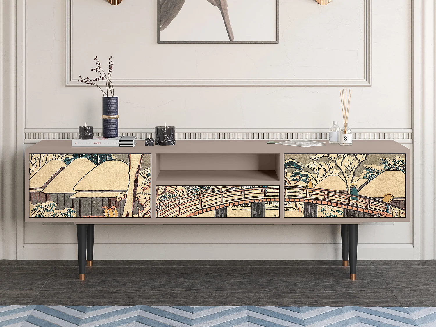 Mueble de TV - 170х59х41 cm - T6 - Katabira River, Latte