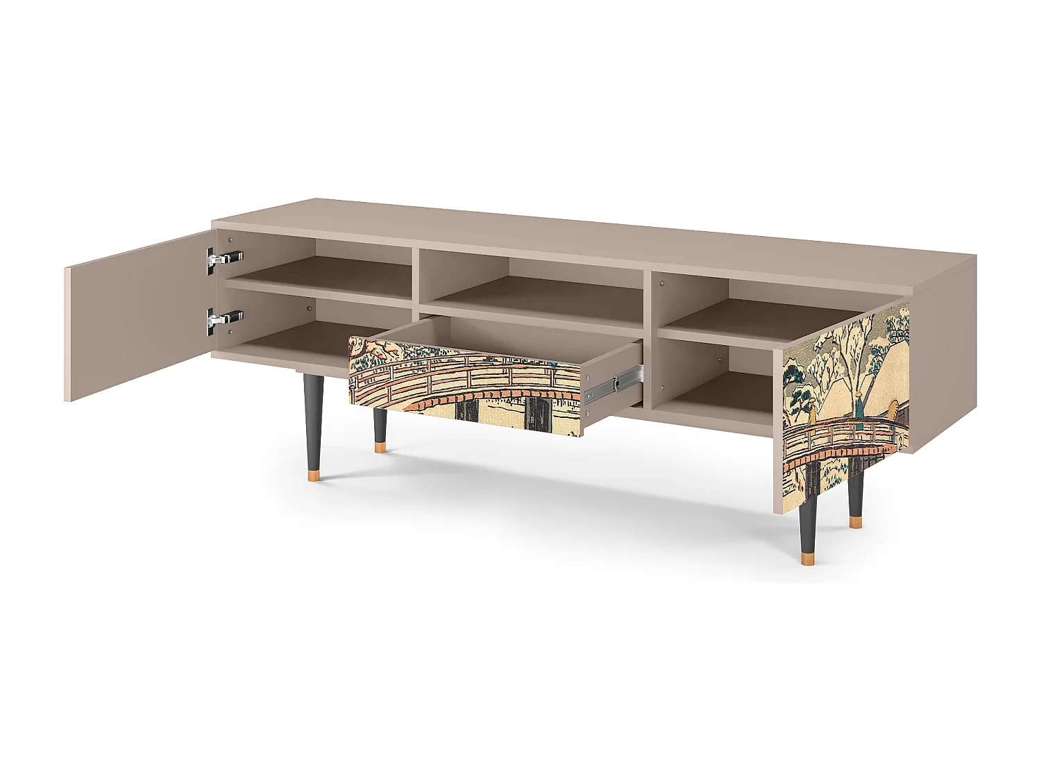 Mueble de TV - 170х59х41 cm - T6 - Katabira River, Latte