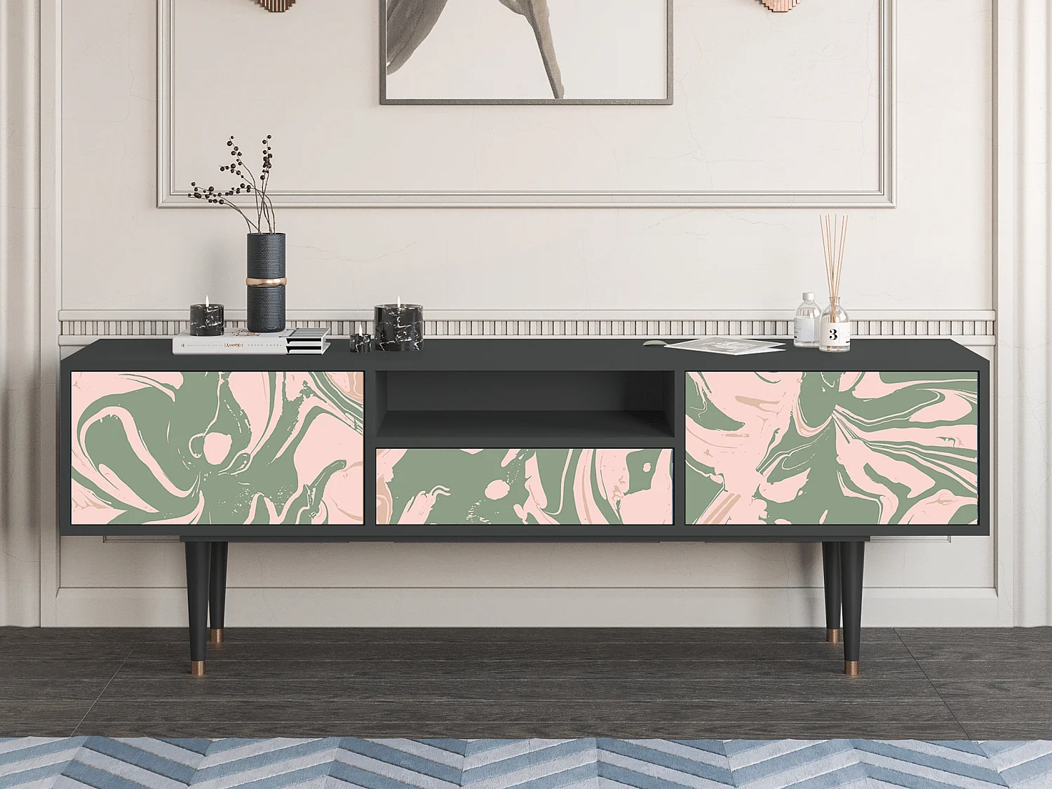 TV-meubel - 170х59х41 cm - T6 - Aquarelle, Antraciet