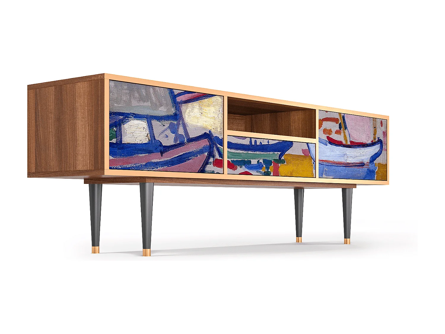 Meuble TV - 170х59х41 cm - T6 - The Port of Collioure , Noyer