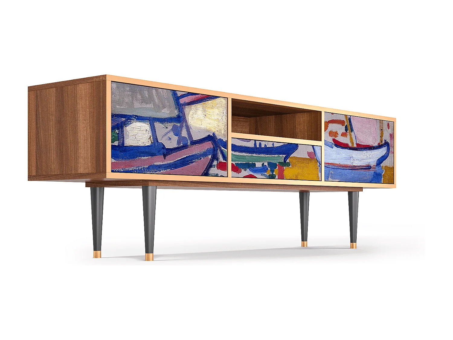 Meuble TV - 170х59х41 cm - T6 - The Port of Collioure , Noyer