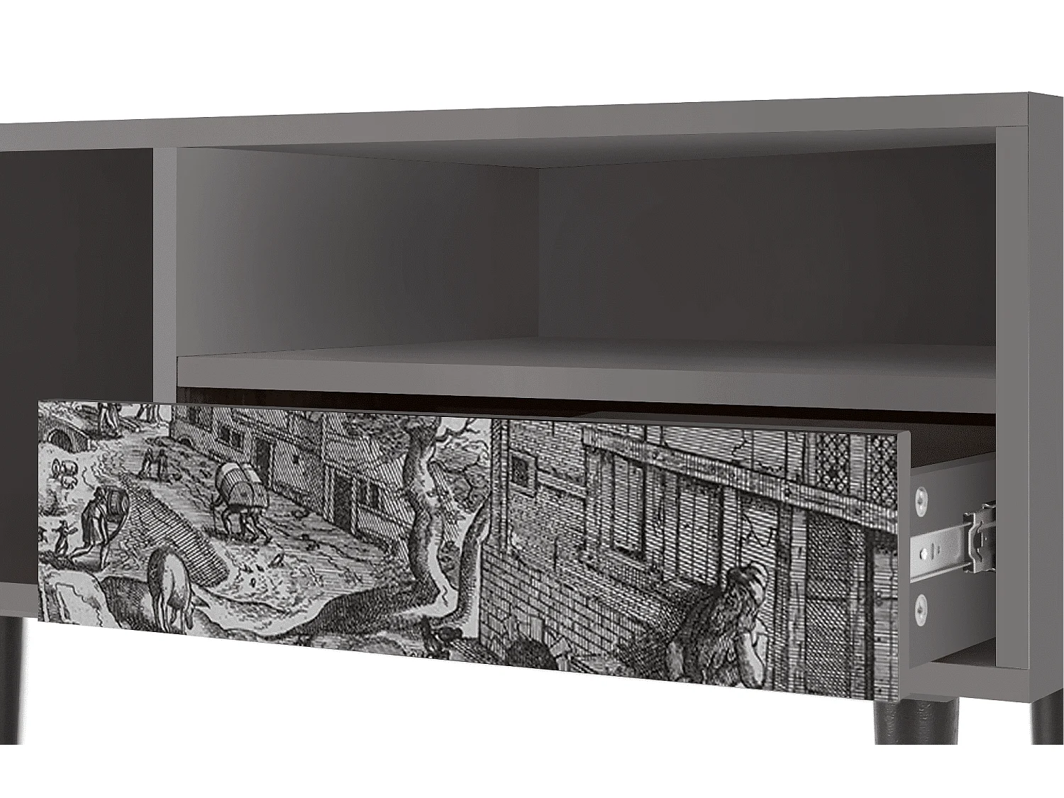 Mueble de TV - 115х59х48 cm - T3 - Bird Dropping, Gris