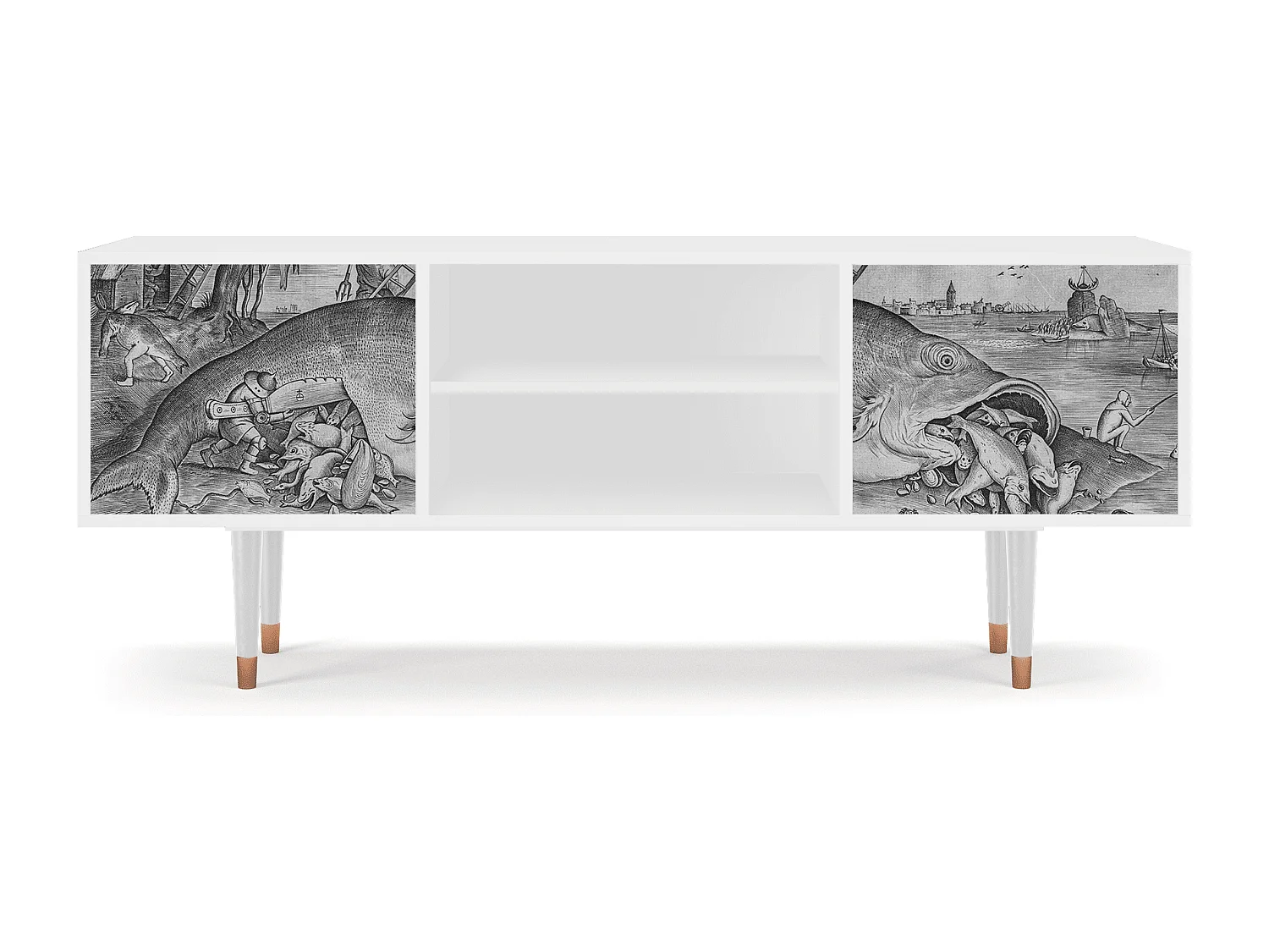 Mueble de TV - 170х69х48 cm - T2 - Big Fish Eat Little, Blanco