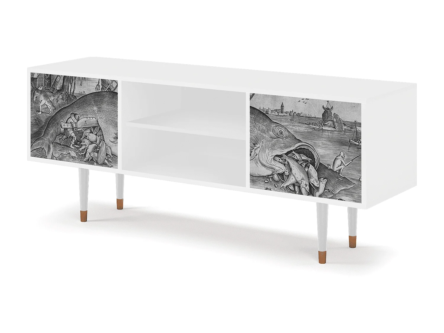 Mueble de TV - 170х69х48 cm - T2 - Big Fish Eat Little, Blanco