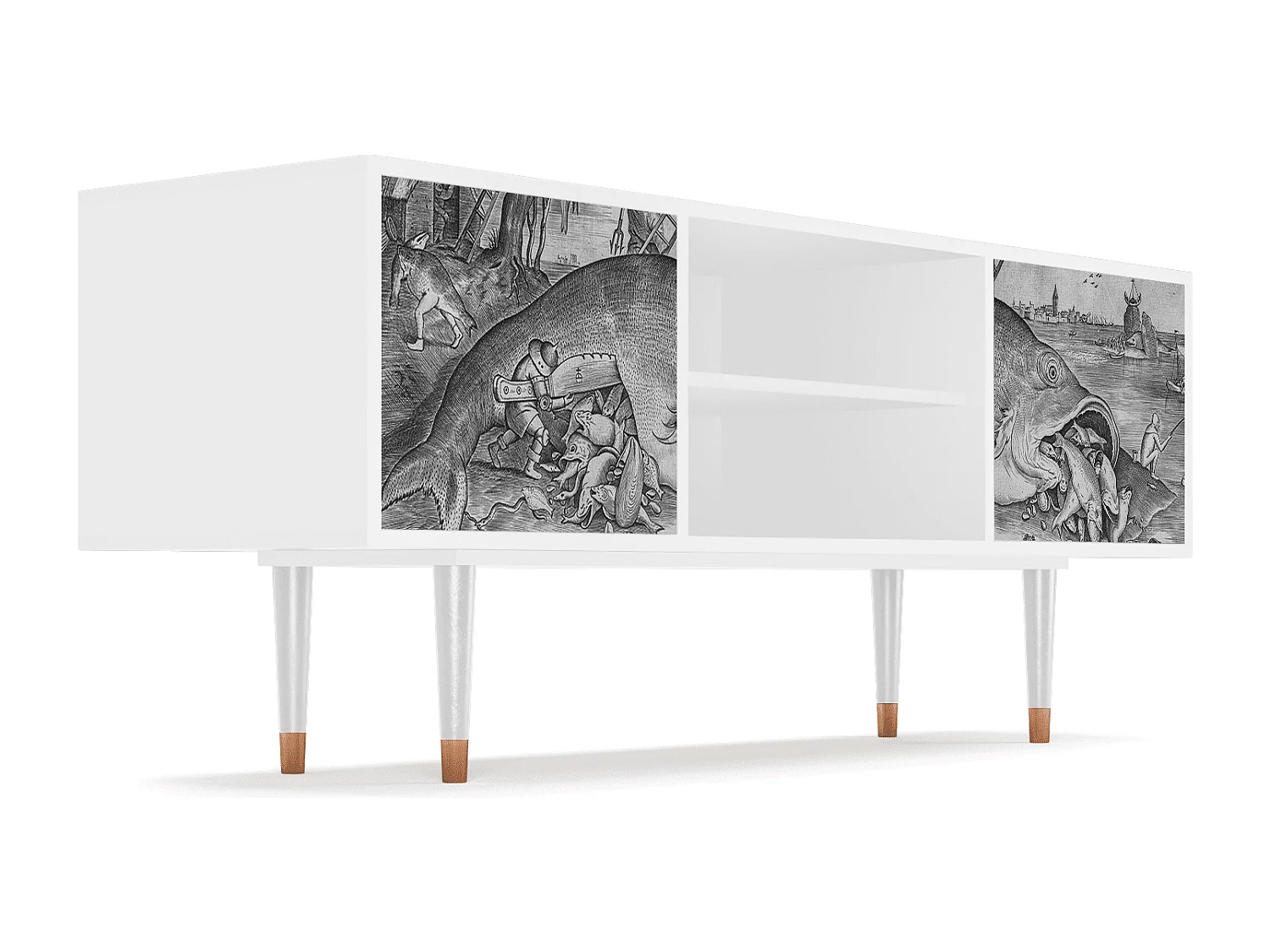 Mueble de TV - 170х69х48 cm - T2 - Big Fish Eat Little, Blanco