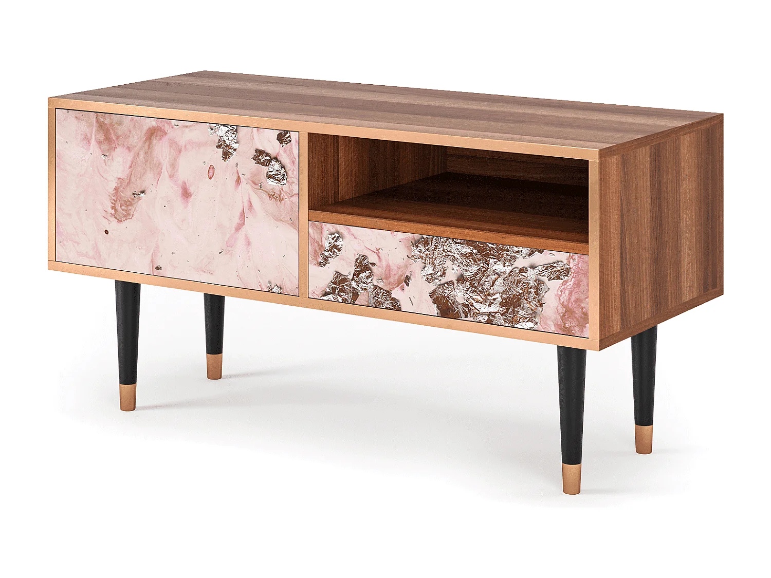 Meuble TV - 115х59х48 cm - T3 - Cotton Candy, Noyer