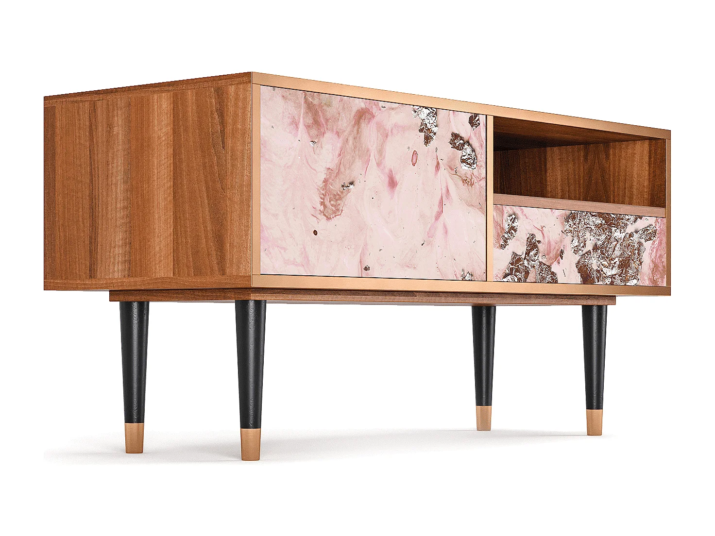 Mobile TV - 115х59х48 cm - T3 - Cotton Candy, Noce