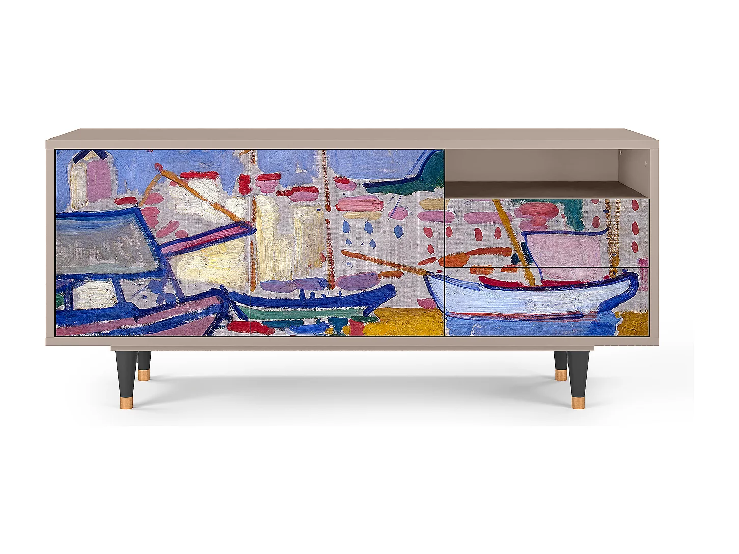 Meuble TV - 125х56х41 cm - T7 - The Port of Collioure , Latte