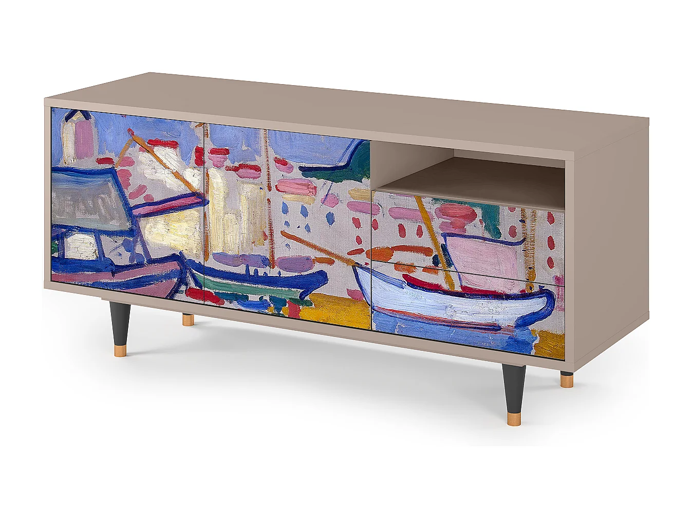 Meuble TV - 125х56х41 cm - T7 - The Port of Collioure , Latte