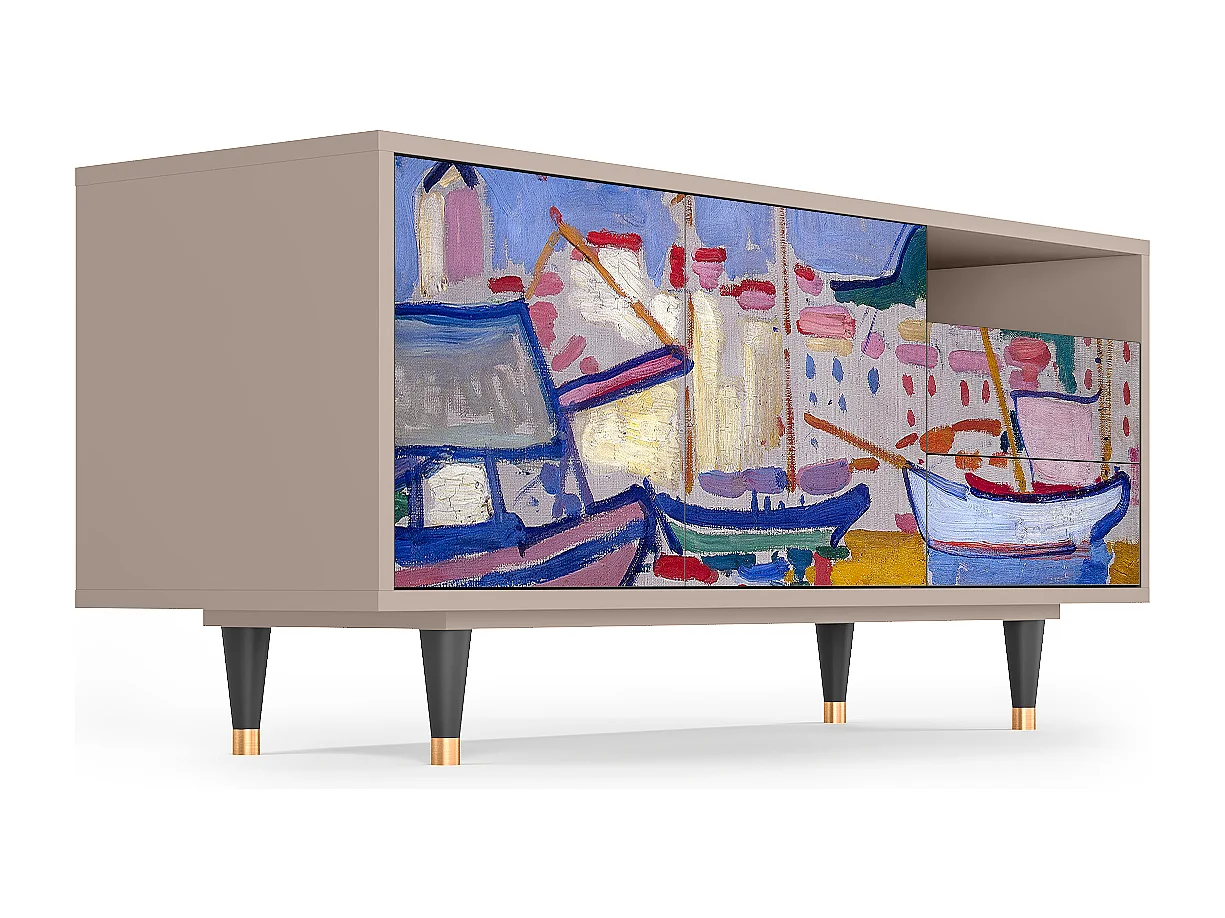Meuble TV - 125х56х41 cm - T7 - The Port of Collioure , Latte