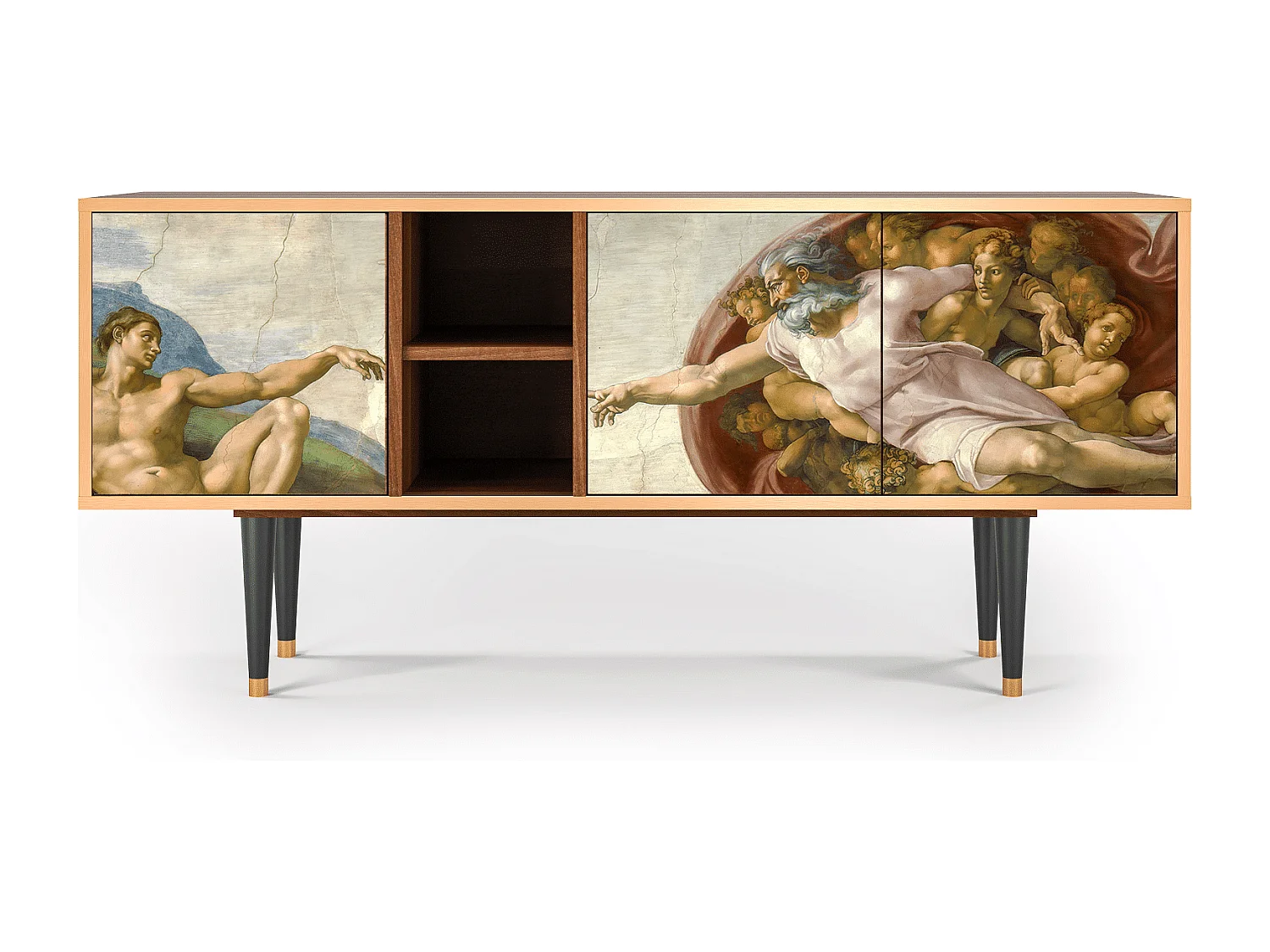 Szafka RTV - 150х69х41 cm - T5 - The Creation of Adam, Orzech