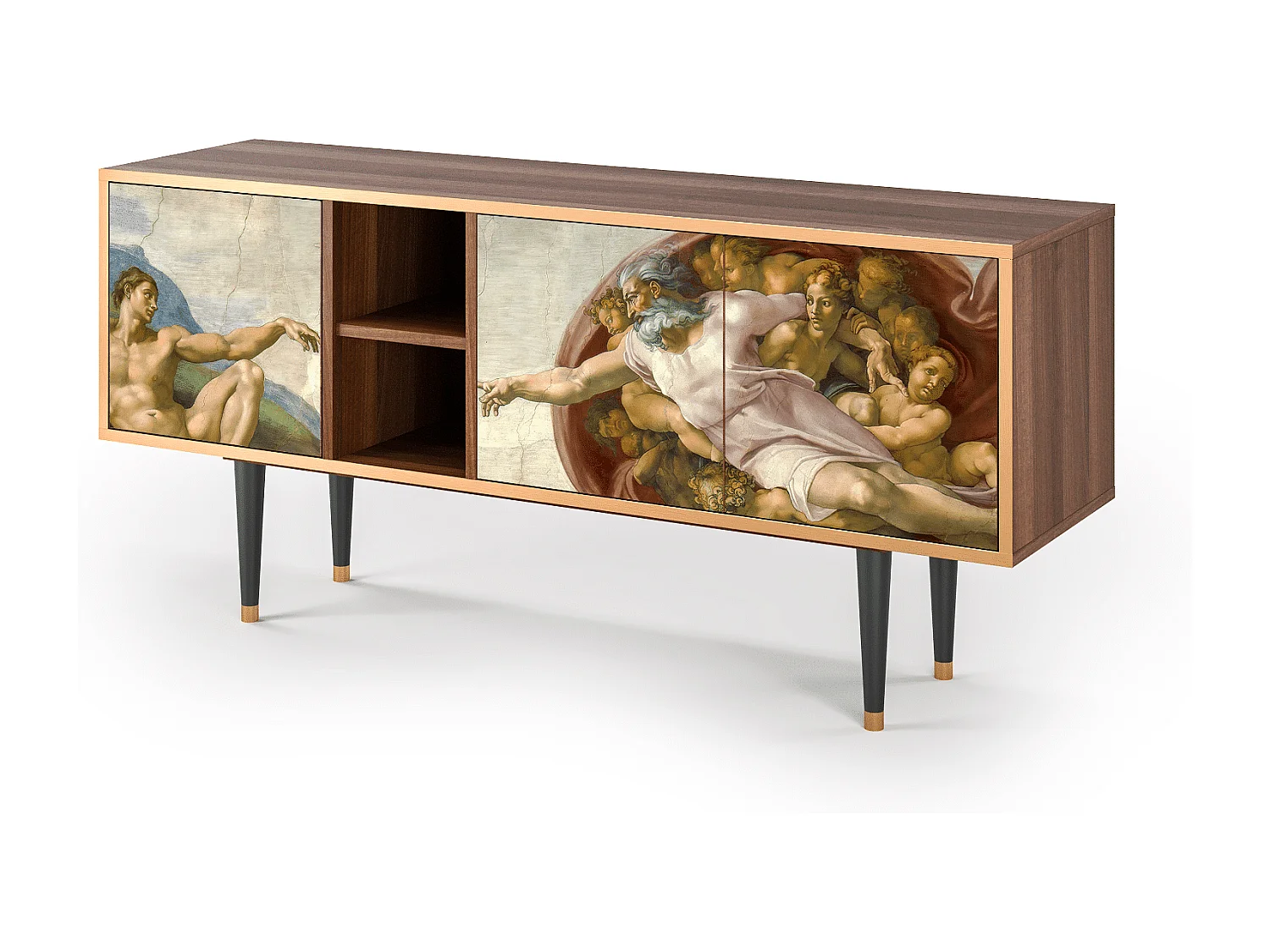 Szafka RTV - 150х69х41 cm - T5 - The Creation of Adam, Orzech