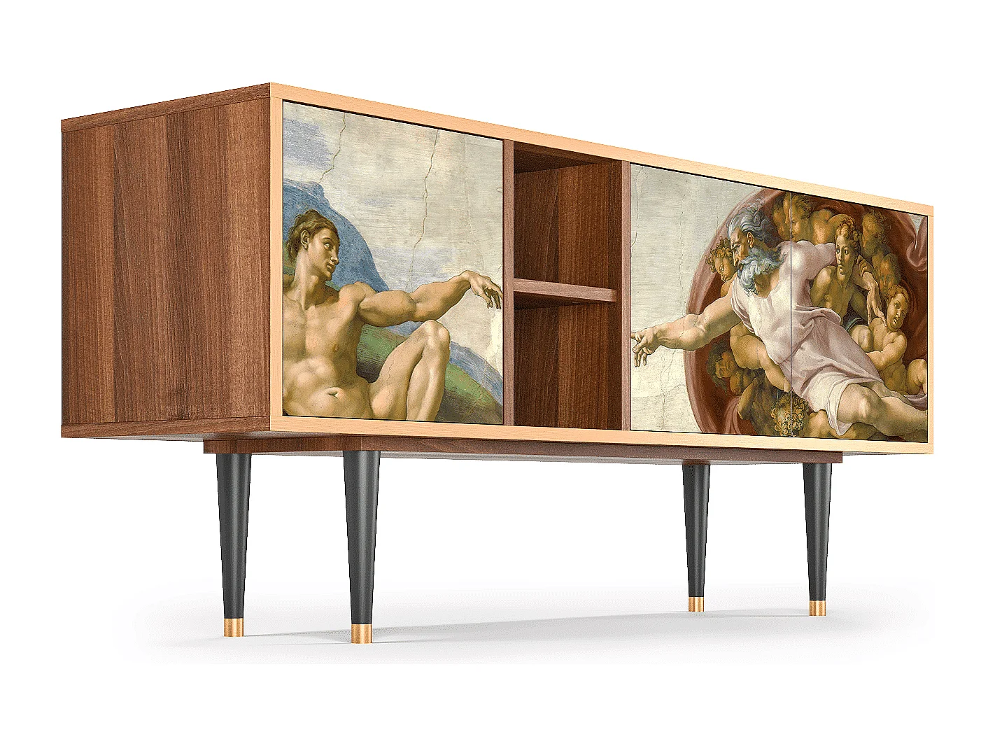 Szafka RTV - 150х69х41 cm - T5 - The Creation of Adam, Orzech