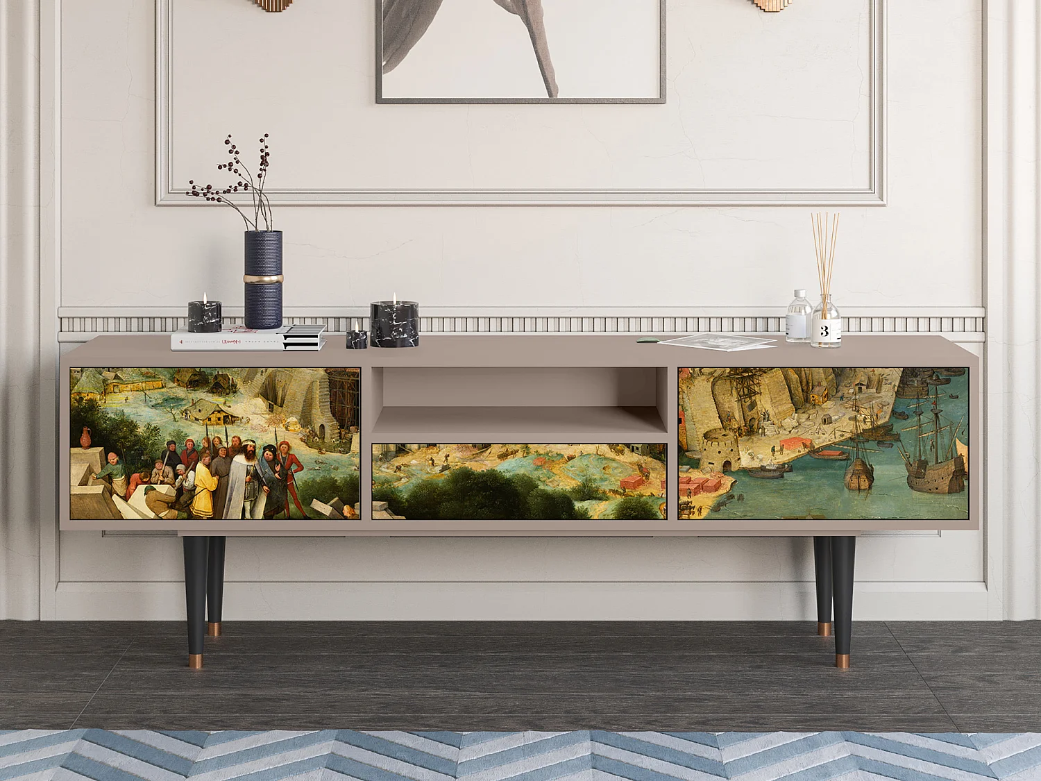 Szafka RTV - 170х59х41 cm - T6 - Elder The Tower, Latte