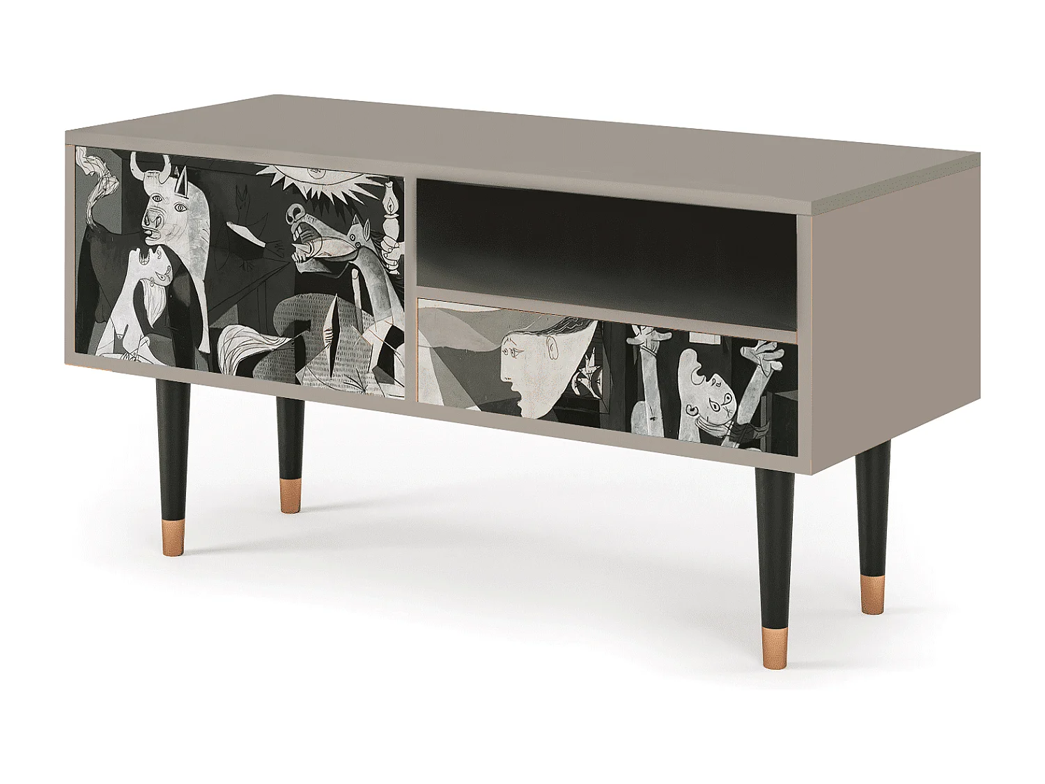 Szafka RTV - 115х59х48 cm - T3 - Guernica by Picasso, Piaskowy