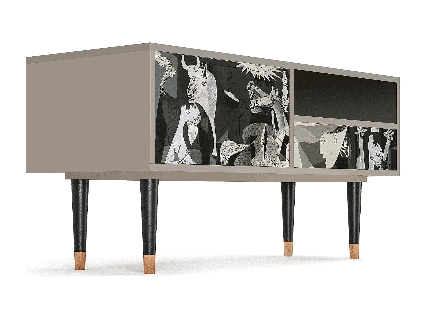 Szafka RTV - 115х59х48 cm - T3 - Guernica by Picasso, Piaskowy