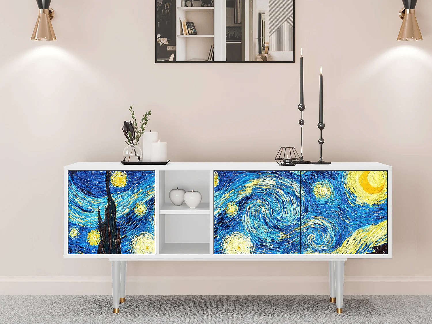 Mobile TV - 150х69х41 cm - T5 - The Starry Night  , Bianco