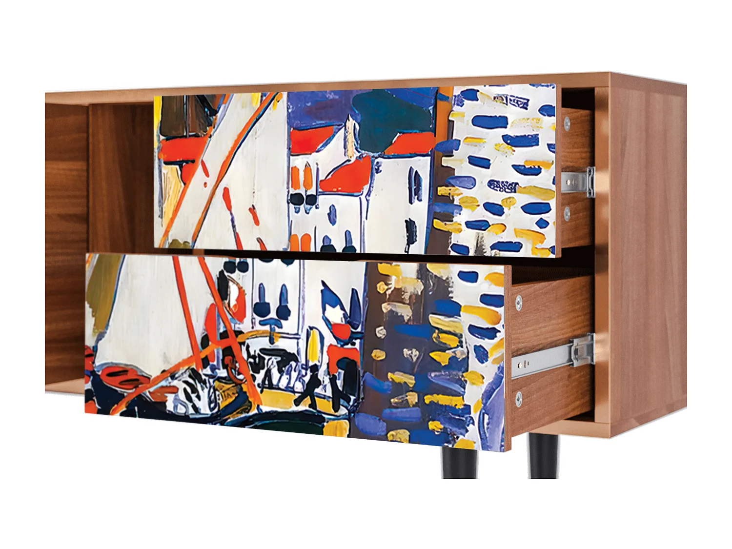 Meuble TV - 170х69х48 cm - T1 - Le Séchage des voiles , Noyer