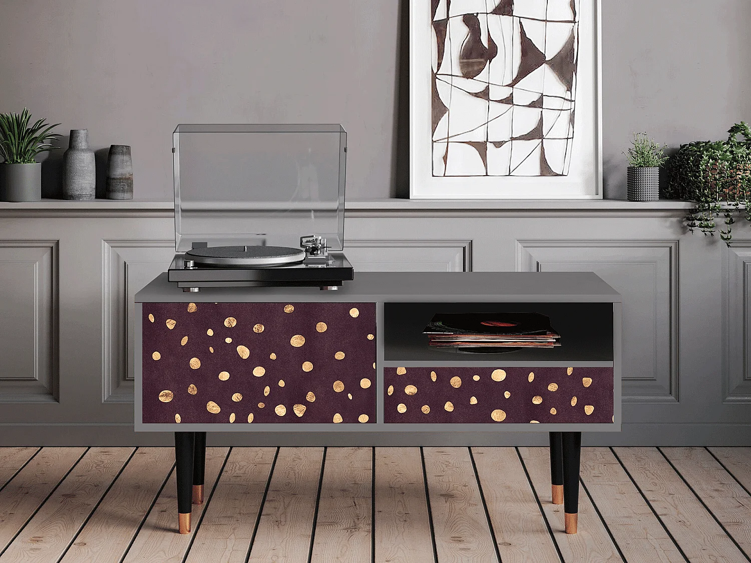 Mueble de TV - 115х59х48 cm - T3 - Glowworms, Cinza