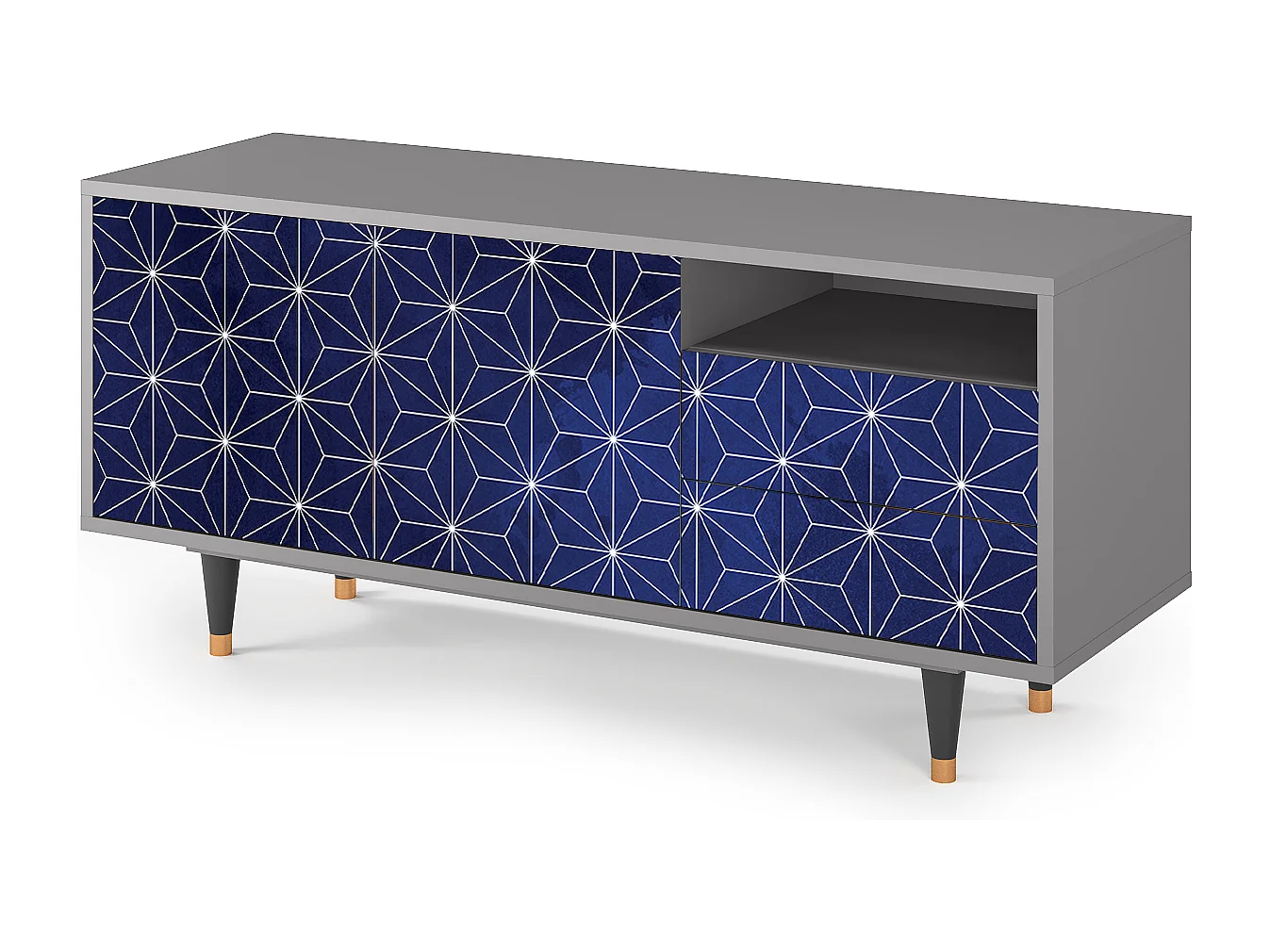 Meuble TV - 125х56х41 cm - T7 - Milky Way, Gris