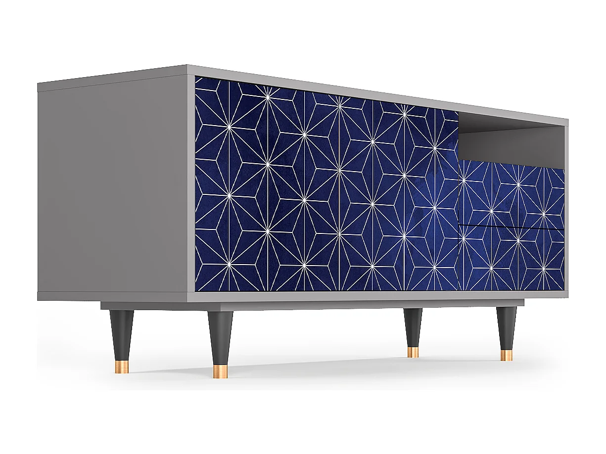 Meuble TV - 125х56х41 cm - T7 - Milky Way, Gris