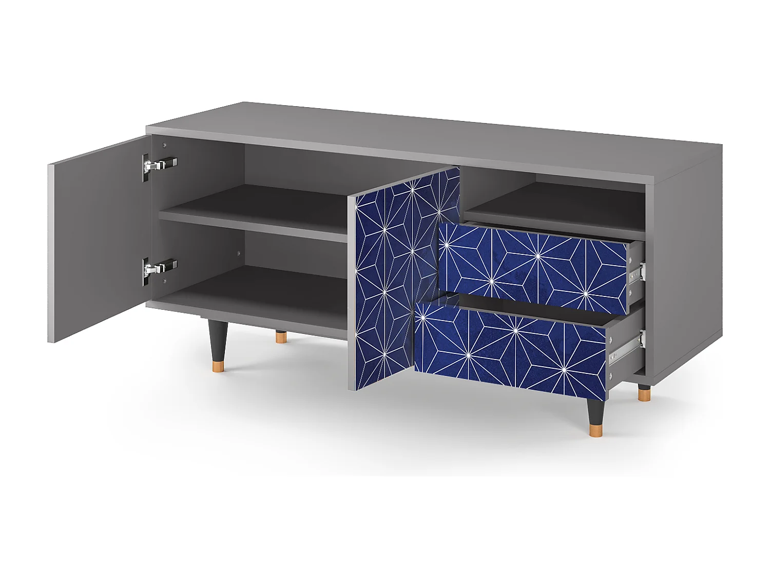 Meuble TV - 125х56х41 cm - T7 - Milky Way, Gris