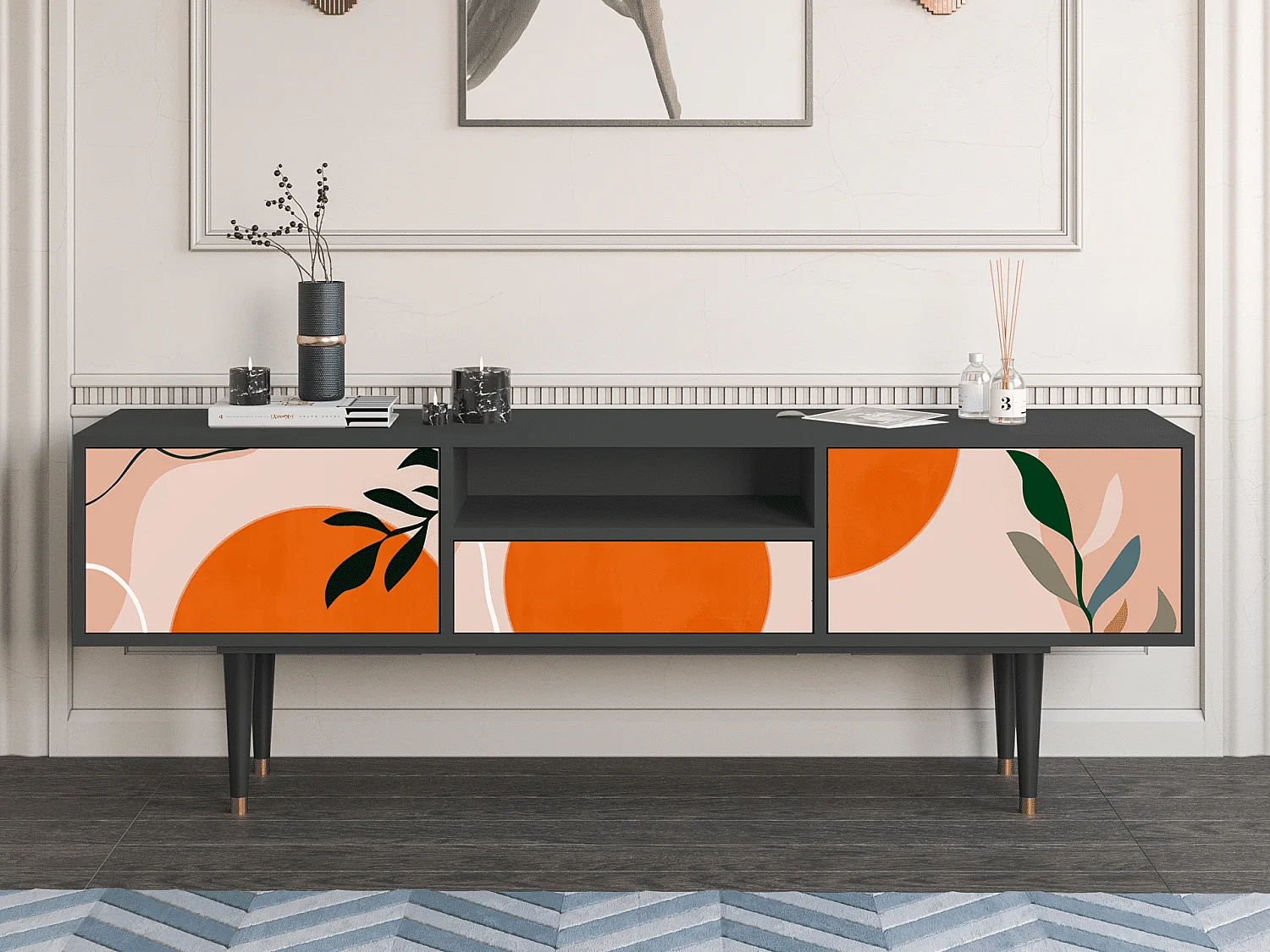 Meuble TV - 170х59х41 cm - T6 - Artwork, Anthracite