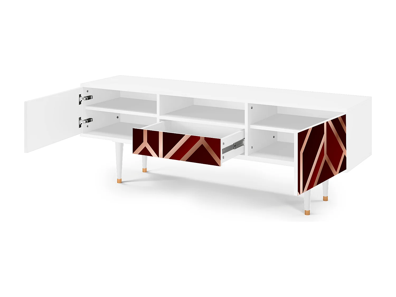 Meuble TV - 170х59х41 cm - T6 - Velvet 1920's, Blanc