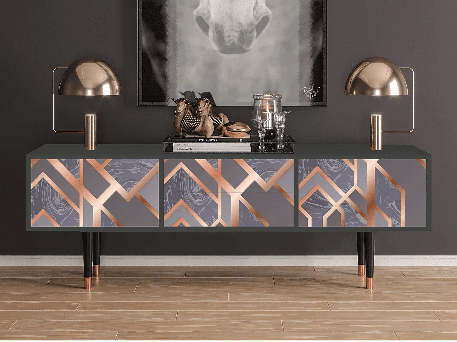 Meuble TV - 170х59х48 cm - T4 - Taupe Anatomy, Anthracite