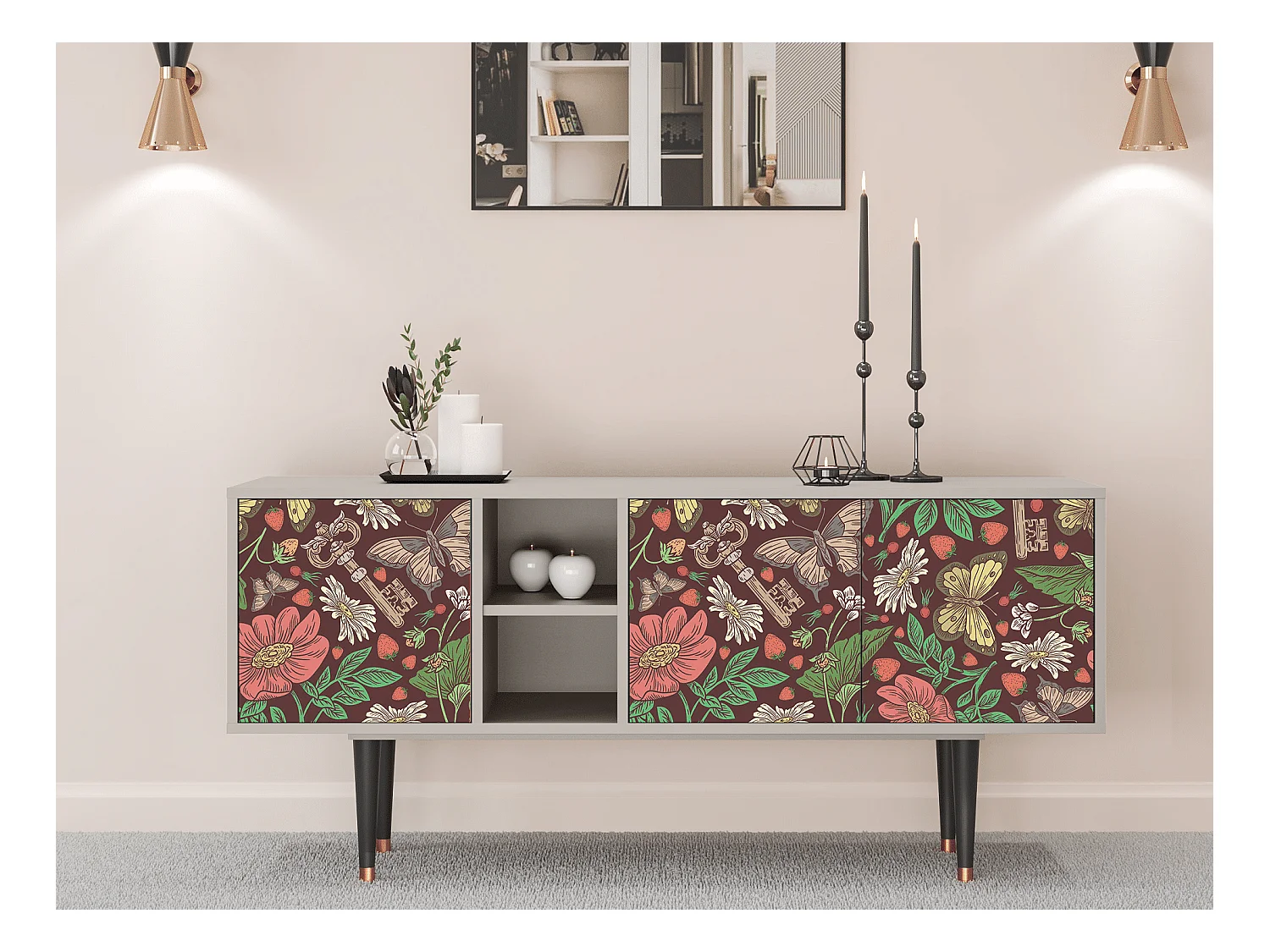 Meuble TV - 150х69х41 cm - T5 - Alice in Wonderland, Sable