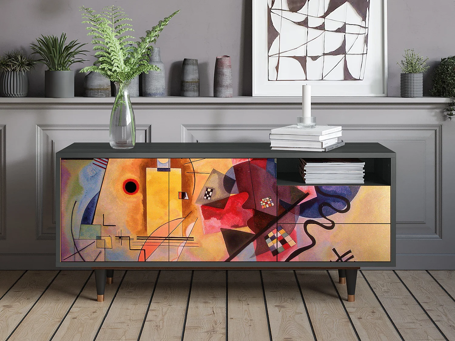Mobile TV - 125х56х41 cm - T7 - Modern Art, Antracite