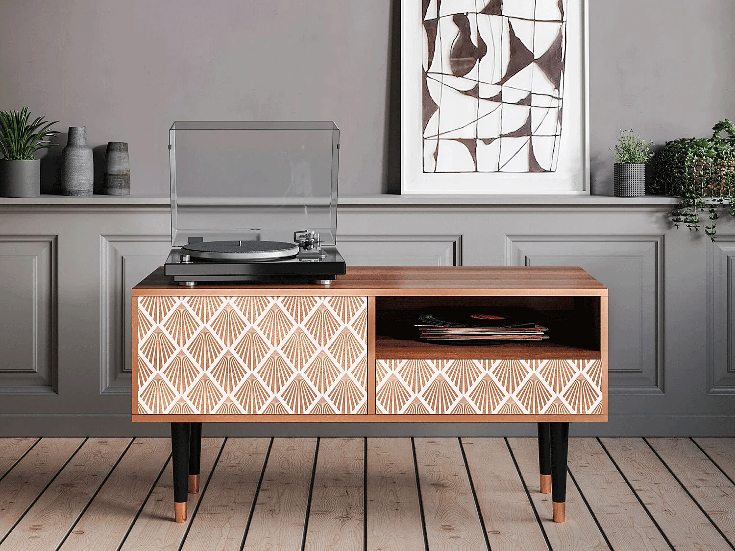 Meuble TV - 115х59х48 cm - T3 - Pastel Sunrise, Noyer