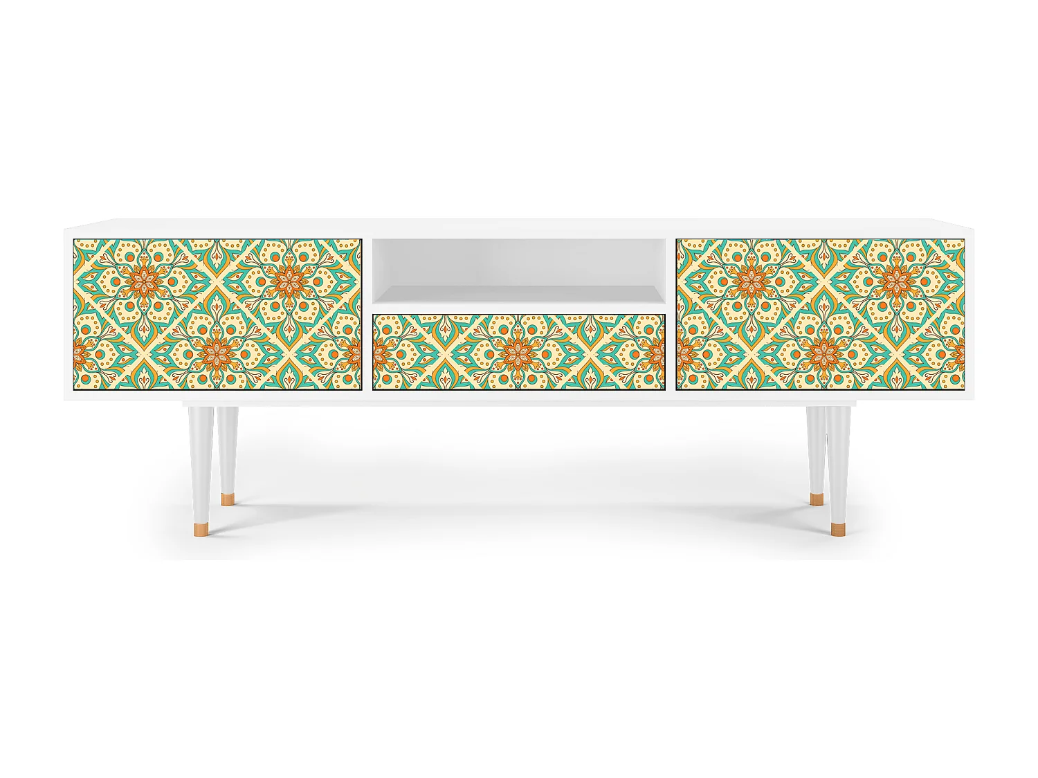 Meuble TV - 170х59х41 cm - T6 - Hindu Daisy, Blanc