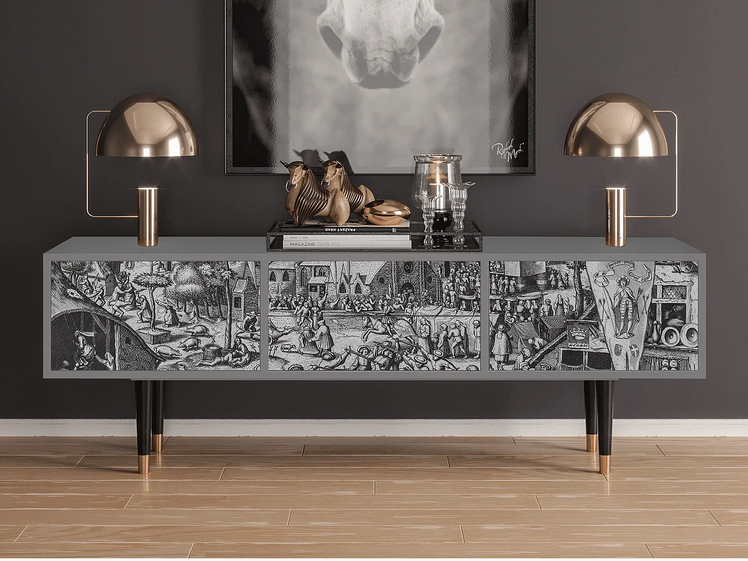 Mueble de TV - 170х59х48 cm - T4 - The Festival of Saint, Gris