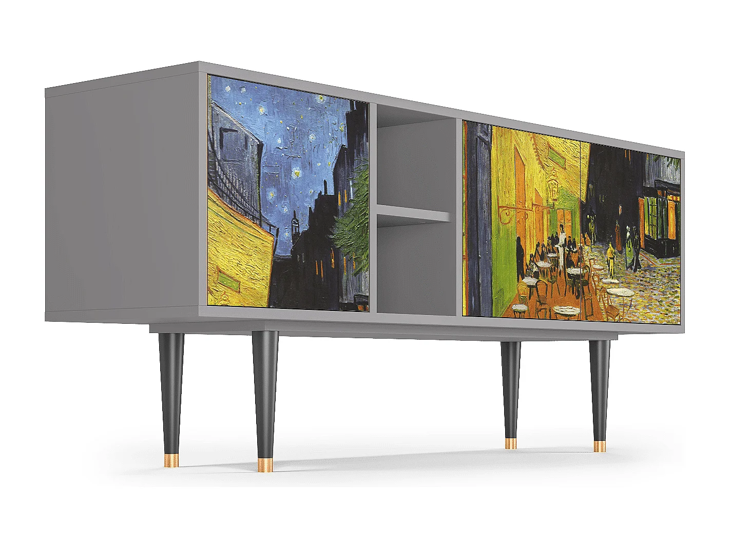 Mueble de TV - 150х69х41 cm - T5 - Café Terrace at Night, Gris