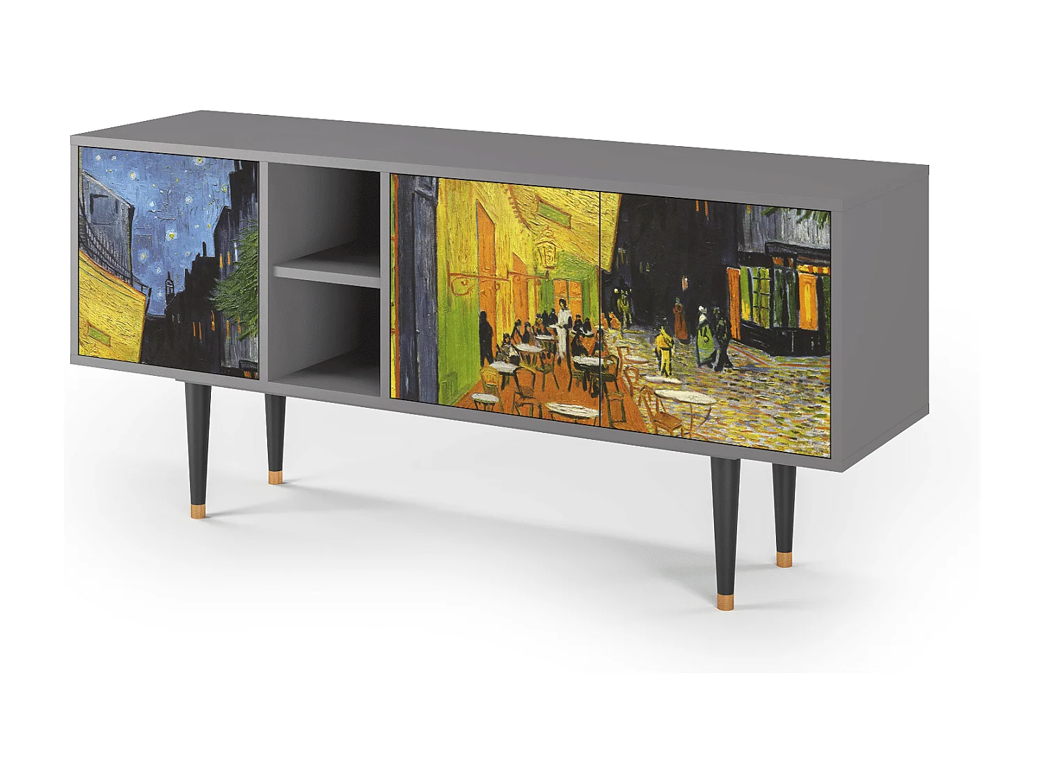 Meuble TV - 150х69х41 cm - T5 - Café Terrace at Night, Gris