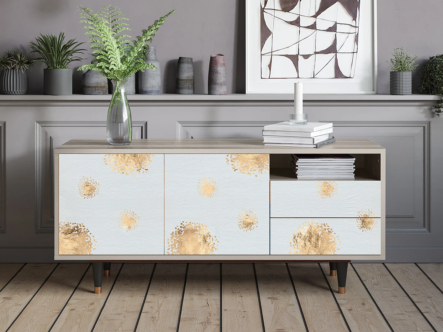 Meuble TV - 125х56х41 cm - T7 - Sky Latte, Sable