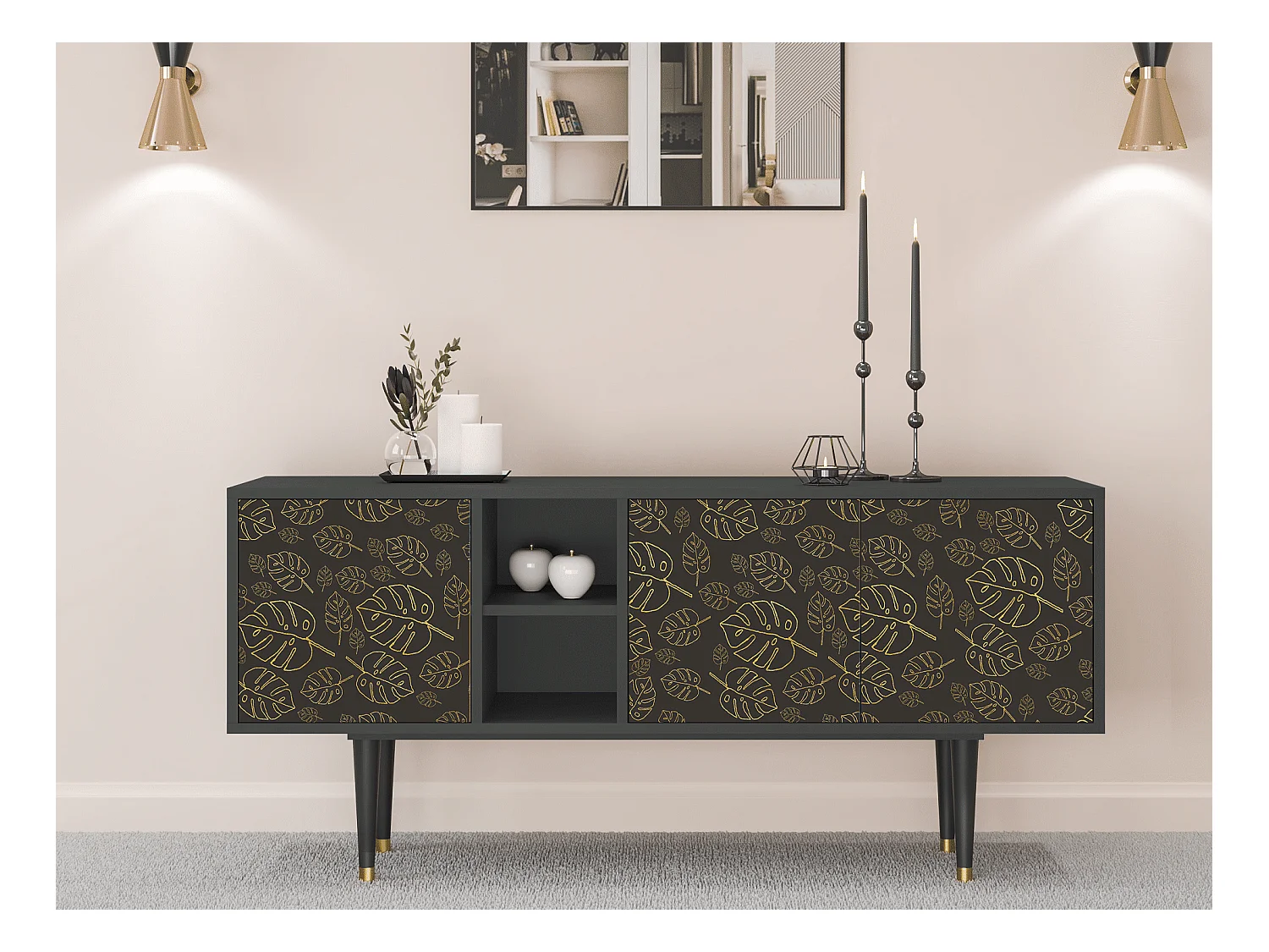 Meuble TV - 150х69х41 cm - T5 - Fall Of The Leaves, Anthracite
