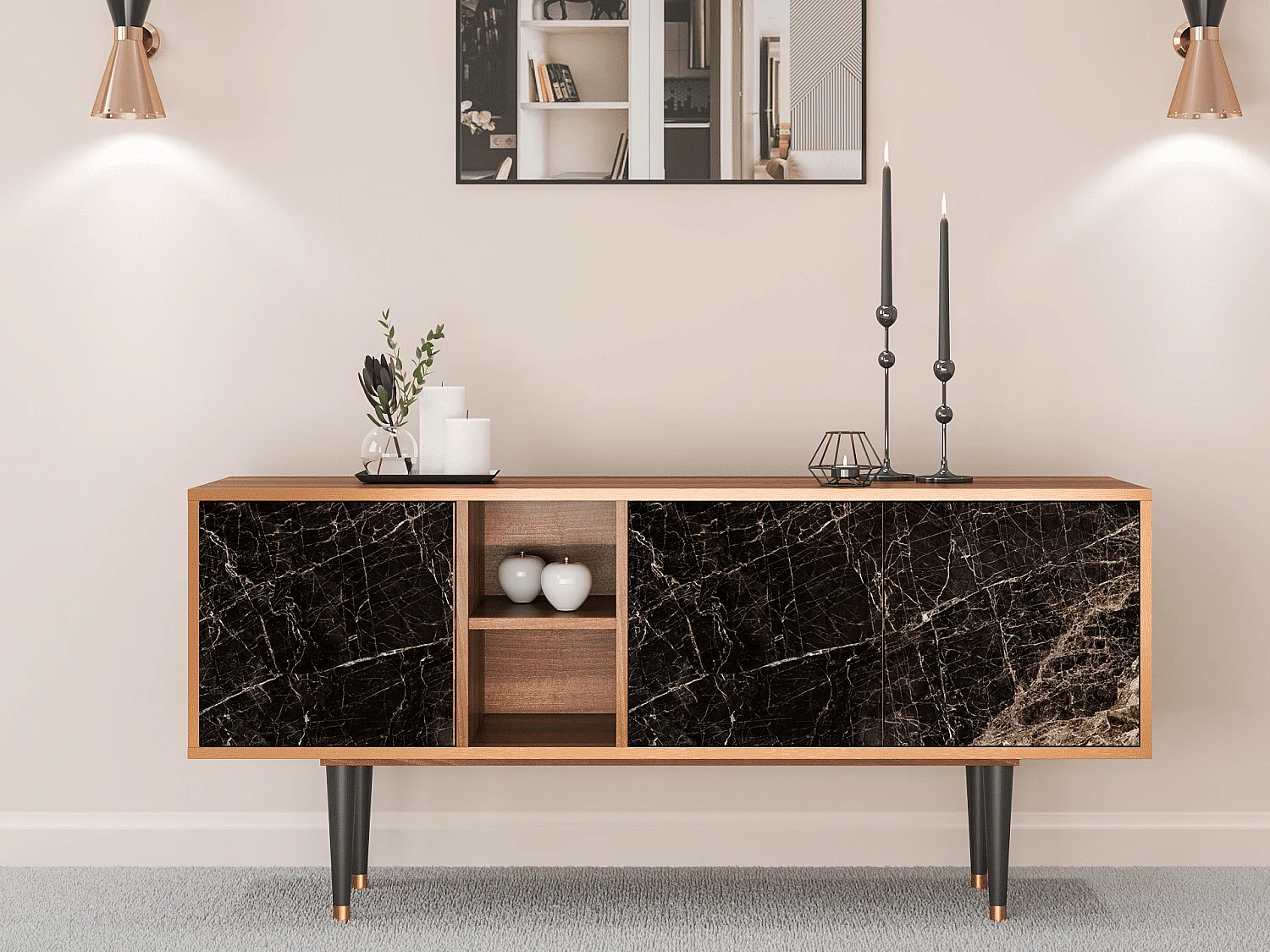 Szafka RTV - 150х69х41 cm - T5 - Night Abyss, Orzech