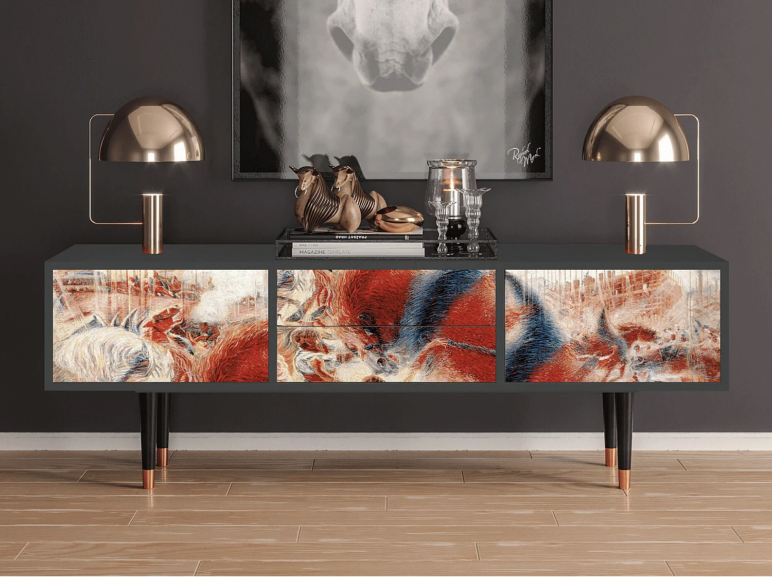 TV-meubel - 170х59х48 cm - T4 - The City Rises, Antraciet