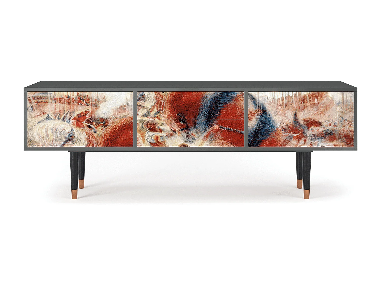 Szafka RTV - 170х59х48 cm - T4 - The City Rises, Antracyt