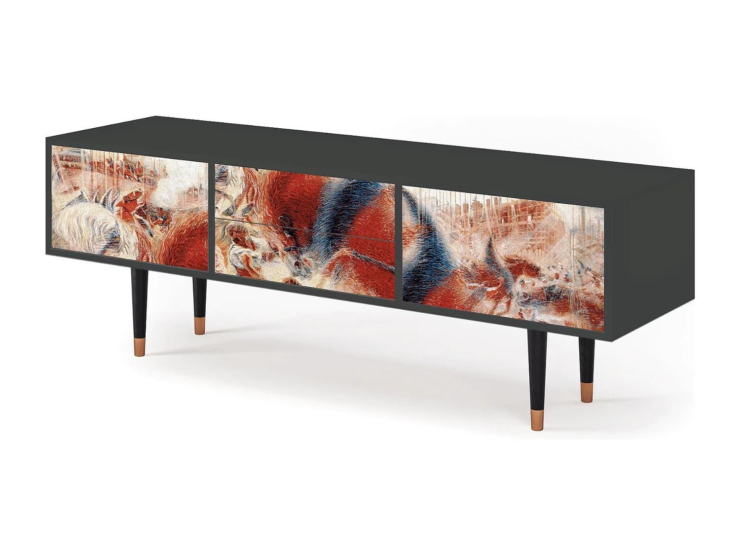 Szafka RTV - 170х59х48 cm - T4 - The City Rises, Antracyt